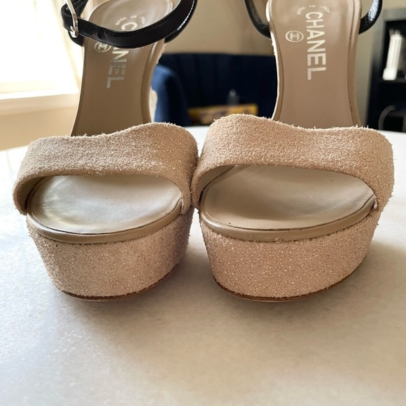 Chanel Coral Shaped Heel Nude Textured Platform Heels - Picture 11 of 12